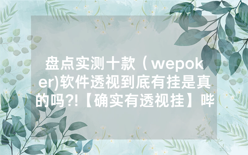 盘点实测十款（wepoker)软件透视到底有挂是真的吗?!【确实有透视挂】哔哩哔哩