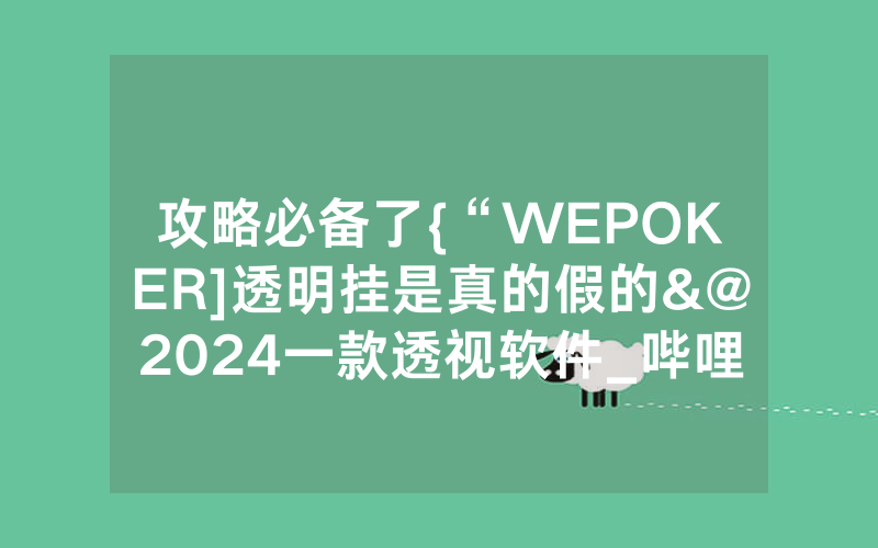 攻略必备了{“WEPOKER]透明挂是真的假的&@2024一款透视软件_哔哩哔哩