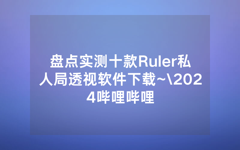 盘点实测十款Ruler私人局透视软件下载~\2024哔哩哔哩