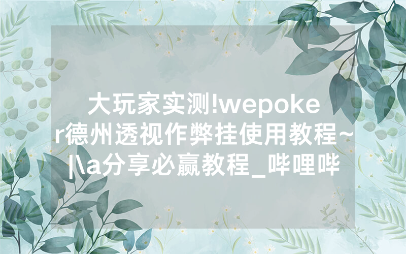 大玩家实测!wepoker德州透视作弊挂使用教程~|\a分享必赢教程_哔哩哔哩
