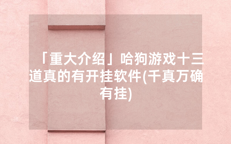 「重大介绍」哈狗游戏十三道真的有开挂软件(千真万确有挂)