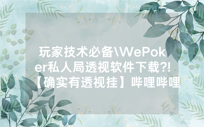 玩家技术必备\WePoker私人局透视软件下载?!【确实有透视挂】哔哩哔哩