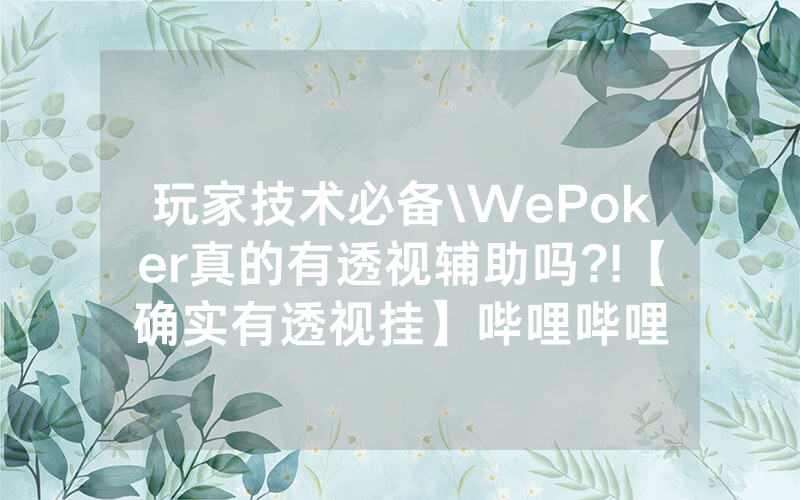 玩家技术必备\WePoker真的有透视辅助吗?!【确实有透视挂】哔哩哔哩