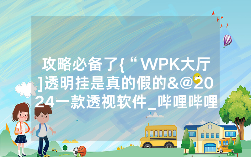 攻略必备了{“WPK大厅]透明挂是真的假的&@2024一款透视软件_哔哩哔哩