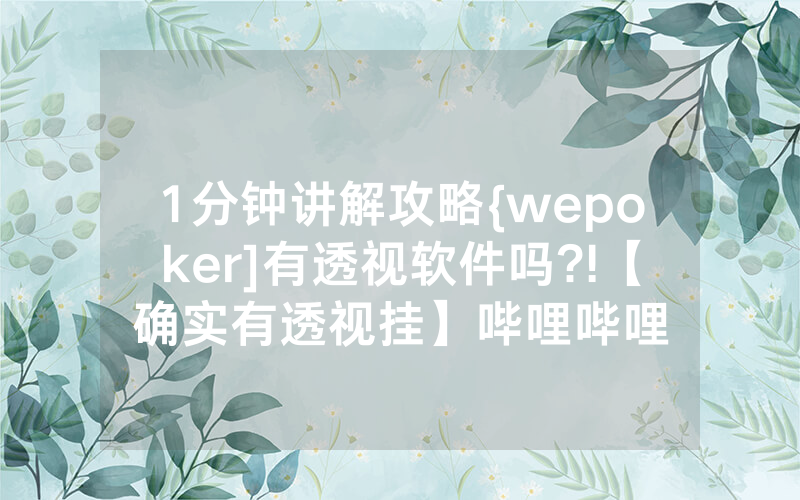 1分钟讲解攻略{wepoker]有透视软件吗?!【确实有透视挂】哔哩哔哩