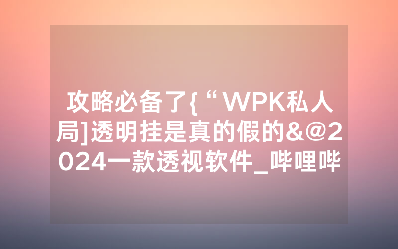 攻略必备了{“WPK私人局]透明挂是真的假的&@2024一款透视软件_哔哩哔哩