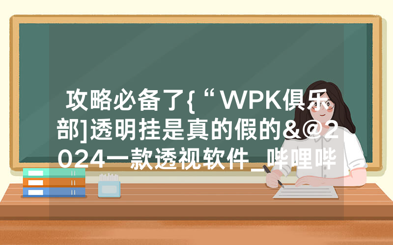 攻略必备了{“WPK俱乐部]透明挂是真的假的&@2024一款透视软件_哔哩哔哩