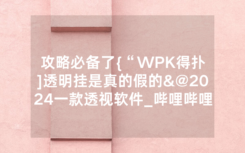 攻略必备了{“WPK得扑]透明挂是真的假的&@2024一款透视软件_哔哩哔哩