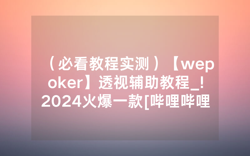（必看教程实测）【wepoker】透视辅助教程_!2024火爆一款[哔哩哔哩]