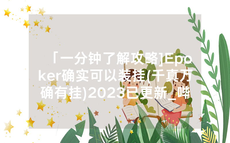 「一分钟了解攻略]Epoker确实可以装挂(千真万确有挂)2023已更新_哔哩哔哩