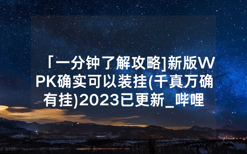 「一分钟了解攻略]新版WPK确实可以装挂(千真万确有挂)2023已更新_哔哩哔哩