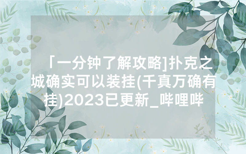 「一分钟了解攻略]扑克之城确实可以装挂(千真万确有挂)2023已更新_哔哩哔哩