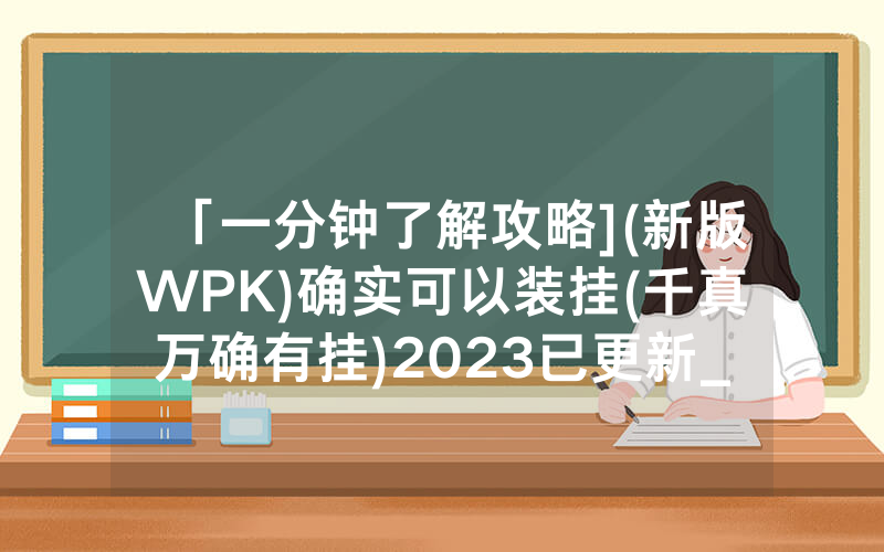「一分钟了解攻略](新版WPK)确实可以装挂(千真万确有挂)2023已更新_哔哩哔哩