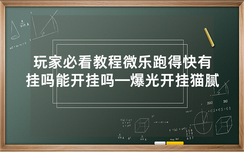 玩家必看教程微乐跑得快有挂吗能开挂吗—爆光开挂猫腻
