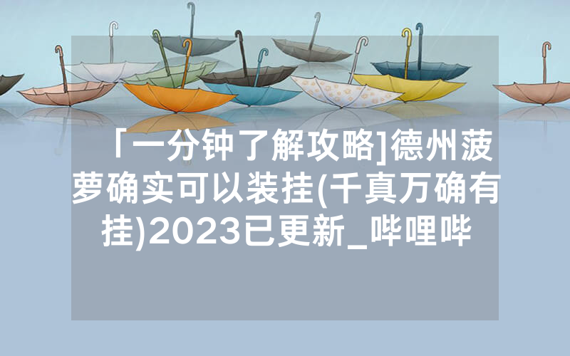 「一分钟了解攻略]德州菠萝确实可以装挂(千真万确有挂)2023已更新_哔哩哔哩
