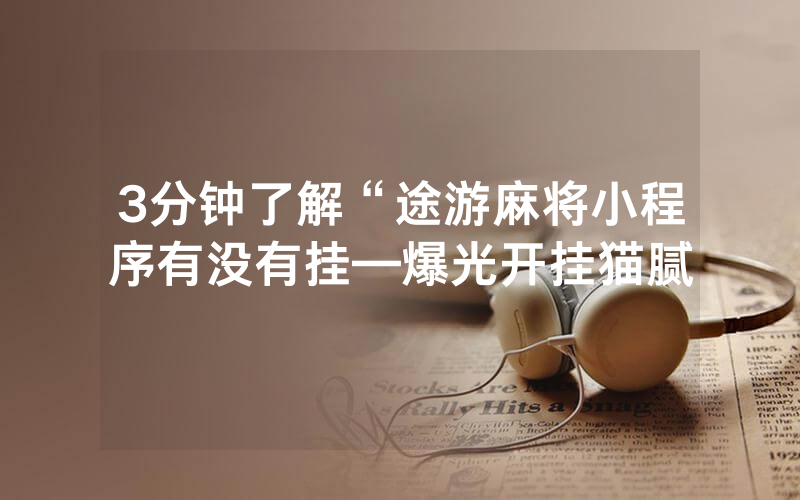 3分钟了解“途游麻将小程序有没有挂—爆光开挂猫腻