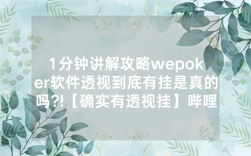 1分钟讲解攻略wepoker软件透视到底有挂是真的吗?!【确实有透视挂】哔哩哔哩