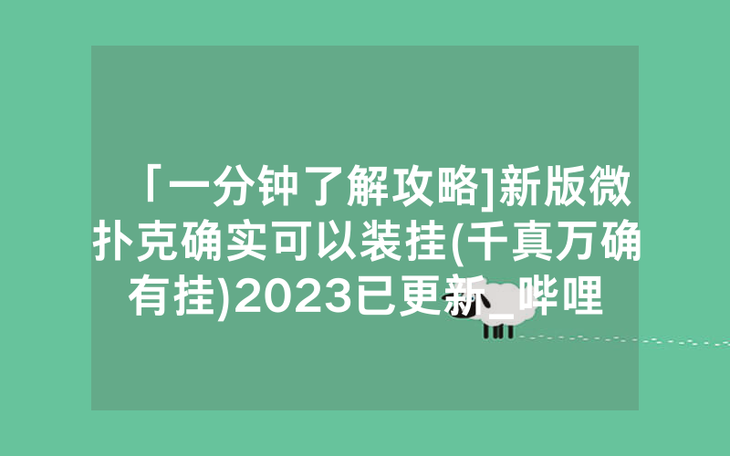 「一分钟了解攻略]新版微扑克确实可以装挂(千真万确有挂)2023已更新_哔哩哔哩