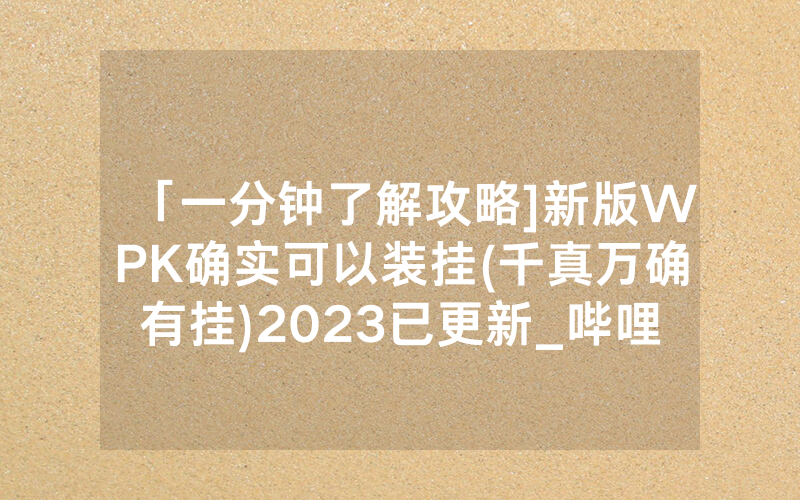 「一分钟了解攻略]新版WPK确实可以装挂(千真万确有挂)2023已更新_哔哩哔哩