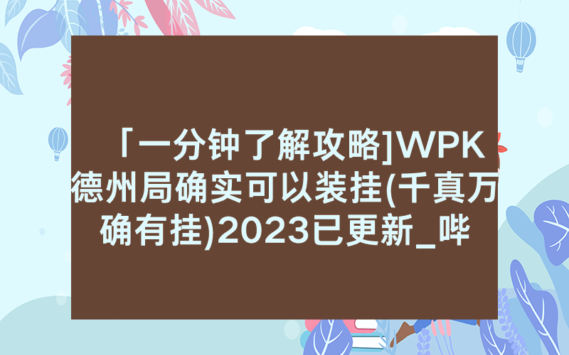 「一分钟了解攻略]WPK德州局确实可以装挂(千真万确有挂)2023已更新_哔哩哔哩