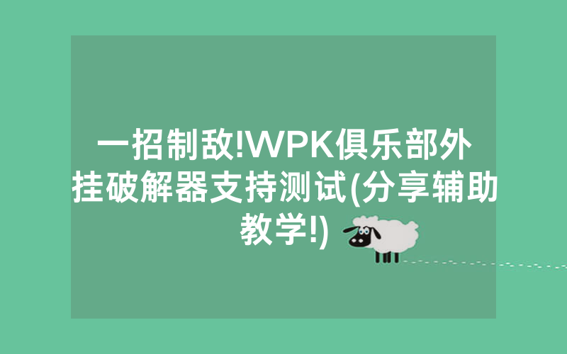 一招制敌!WPK俱乐部外挂破解器支持测试(分享辅助教学!)