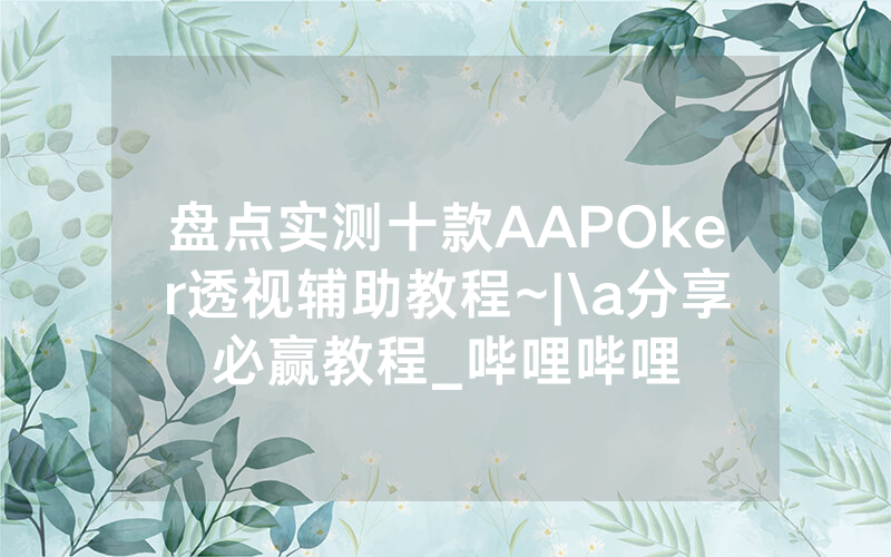 盘点实测十款AAPOker透视辅助教程~|\a分享必赢教程_哔哩哔哩