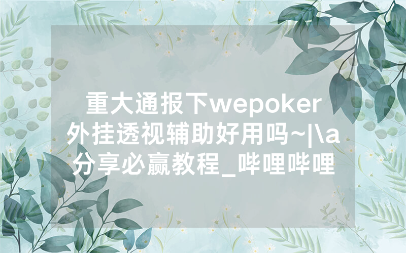 重大通报下wepoker外挂透视辅助好用吗~|\a分享必赢教程_哔哩哔哩