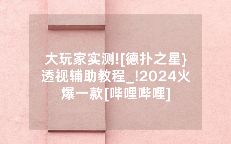 大玩家实测![德扑之星}透视辅助教程_!2024火爆一款[哔哩哔哩]