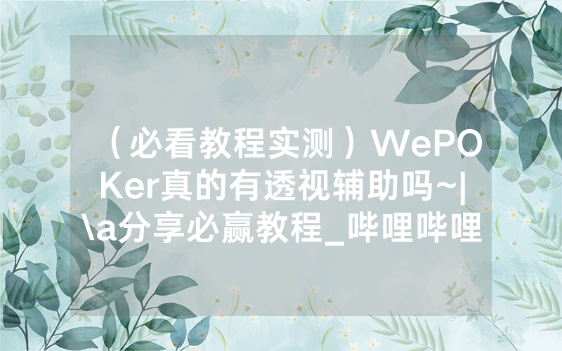 （必看教程实测）WePOKer真的有透视辅助吗~|\a分享必赢教程_哔哩哔哩