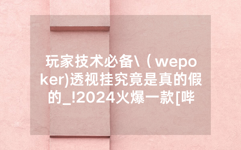 玩家技术必备\（wepoker)透视挂究竟是真的假的_!2024火爆一款[哔哩哔哩]