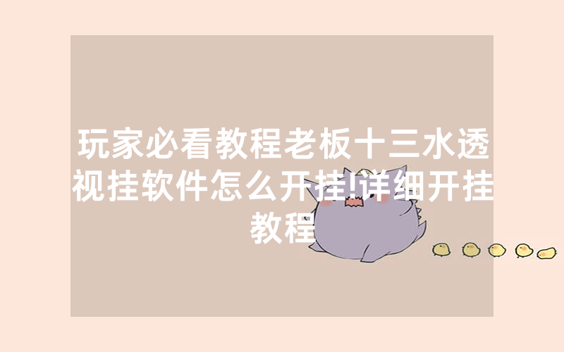 玩家必看教程老板十三水透视挂软件怎么开挂!详细开挂教程