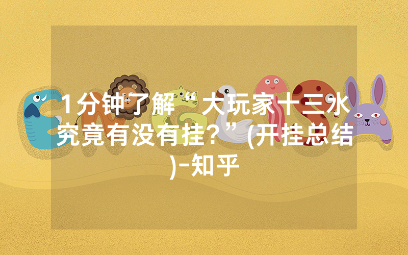 1分钟了解“大玩家十三水究竟有没有挂?”(开挂总结)-知乎