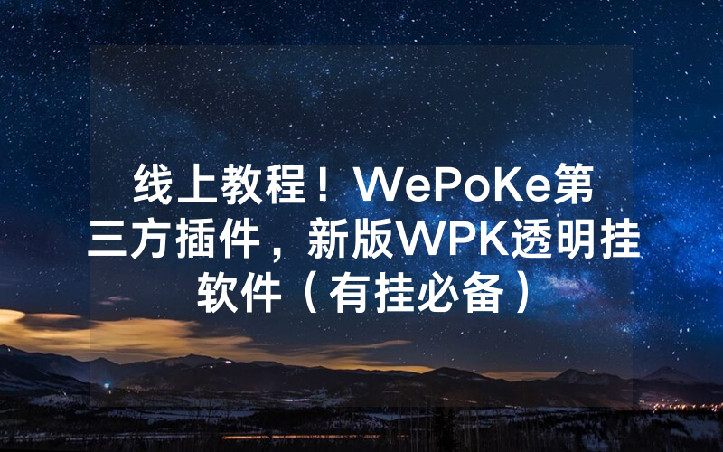 线上教程！WePoKe第三方插件，新版WPK透明挂软件（有挂必备）