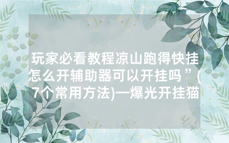 玩家必看教程凉山跑得快挂怎么开辅助器可以开挂吗”(7个常用方法)—爆光开挂猫腻详情