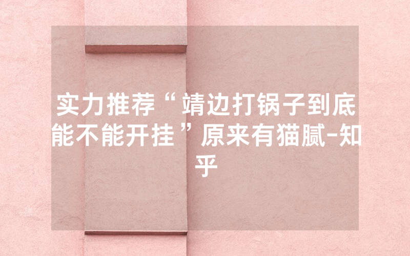 实力推荐“靖边打锅子到底能不能开挂”原来有猫腻-知乎