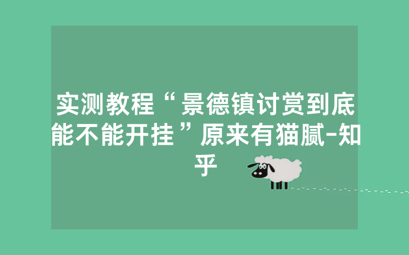 实测教程“景德镇讨赏到底能不能开挂”原来有猫腻-知乎