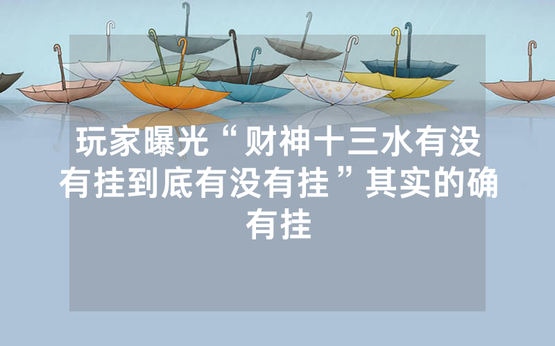 玩家曝光“财神十三水有没有挂到底有没有挂”其实的确有挂