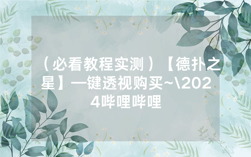 （必看教程实测）【德扑之星】—键透视购买~\2024哔哩哔哩