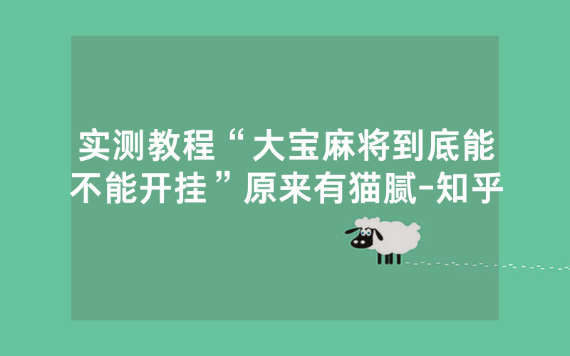 实测教程“大宝麻将到底能不能开挂”原来有猫腻-知乎