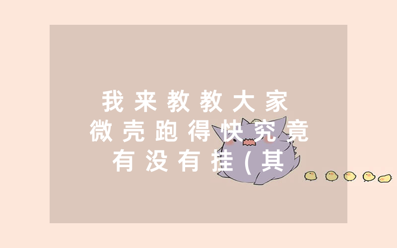 我 来 教 教 大 家 微 壳 跑 得 快 究 竟 有 没 有 挂 ( 其 实 是 有 挂 ) - 知 乎
