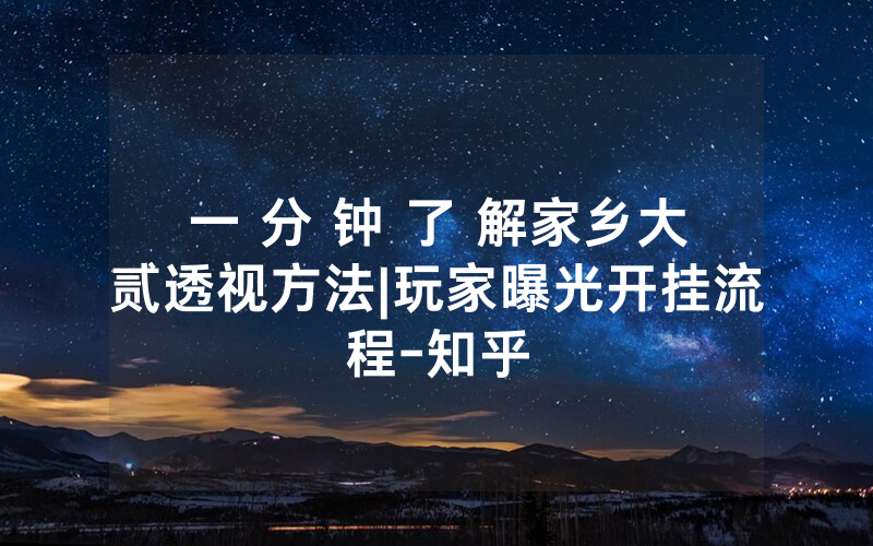 一 分 钟 了 解家乡大贰透视方法|玩家曝光开挂流程-知乎