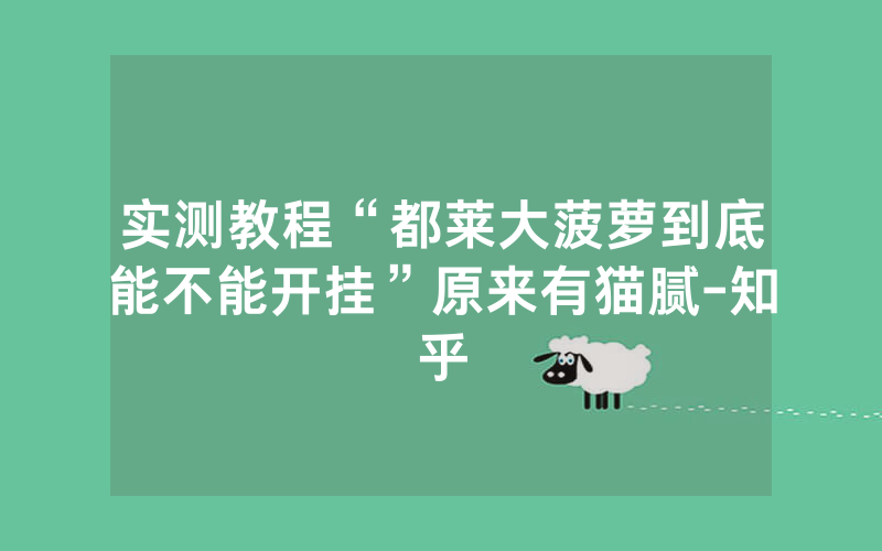 实测教程“都莱大菠萝到底能不能开挂”原来有猫腻-知乎
