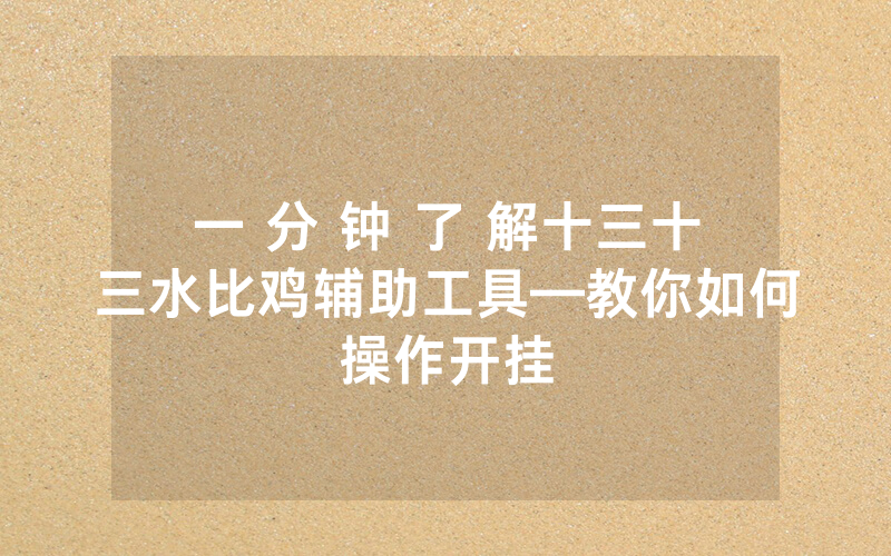 一 分 钟 了 解十三十三水比鸡辅助工具—教你如何操作开挂