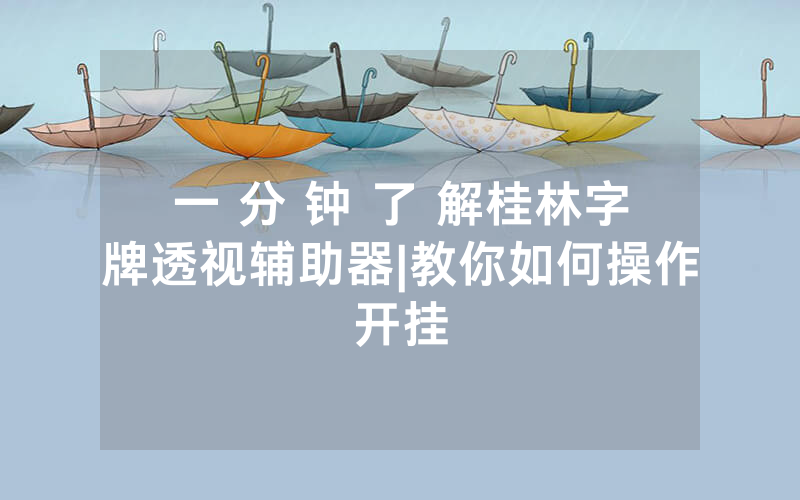 一 分 钟 了 解桂林字牌透视辅助器|教你如何操作开挂