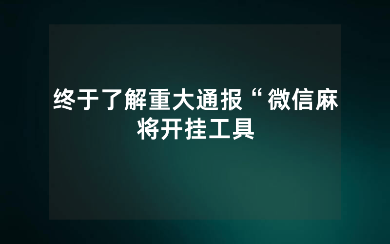 终于了解重大通报“微信麻将开挂工具
