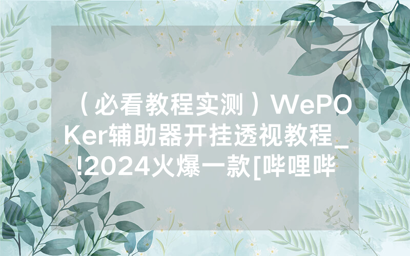 （必看教程实测）WePOKer辅助器开挂透视教程_!2024火爆一款[哔哩哔哩]