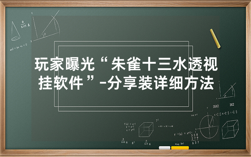 玩家曝光“朱雀十三水透视挂软件”-分享装详细方法