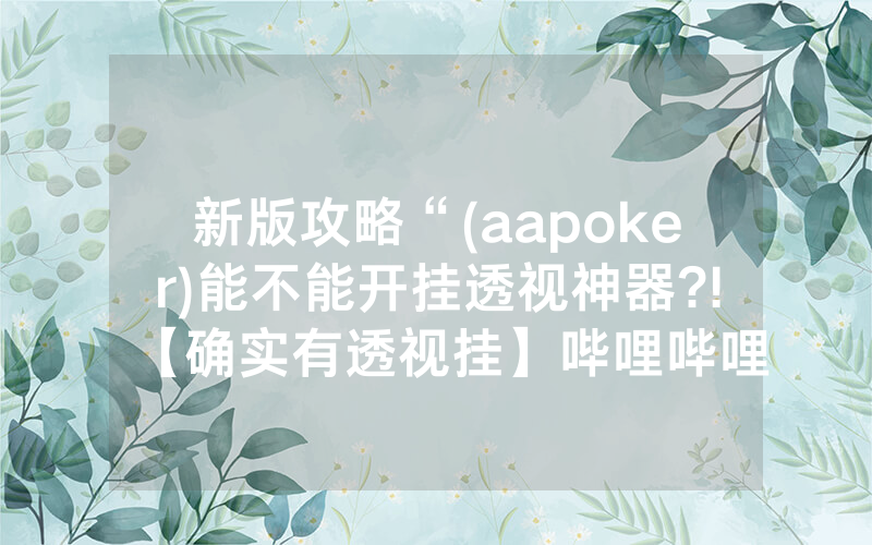 新版攻略“(aapoker)能不能开挂透视神器?!【确实有透视挂】哔哩哔哩