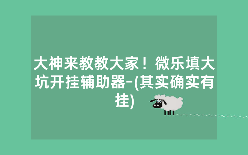 大神来教教大家！微乐填大坑开挂辅助器-(其实确实有挂)