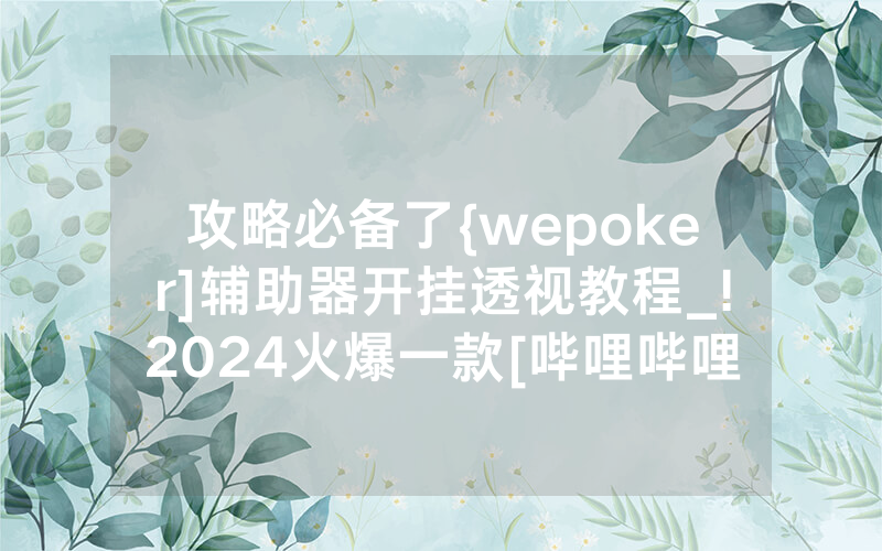 攻略必备了{wepoker]辅助器开挂透视教程_!2024火爆一款[哔哩哔哩]